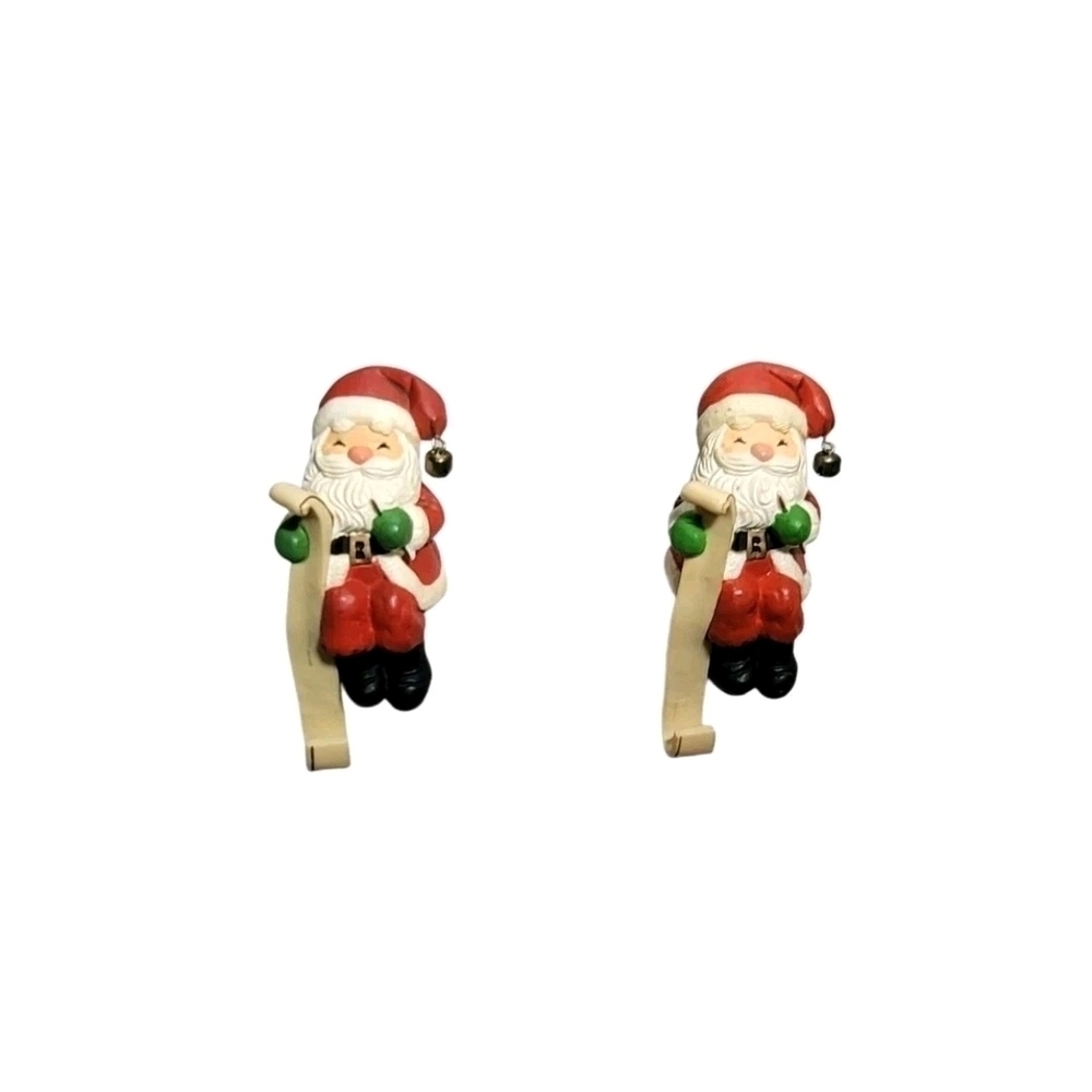 Vintage Santa Claus Checking His List Stocking Hanger 1984 Hallmark Set of 2 - Picture 9 of 11